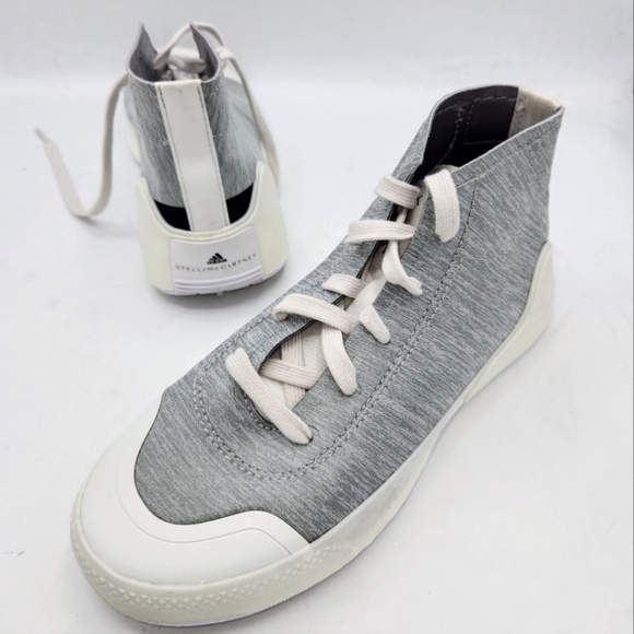 ADIDAS BY STELLA MCCARTNEY TREINO MID-CUT SHOES IN HEATHERED GREY WHITE SIZE 6.5 - Picture 9 of 16